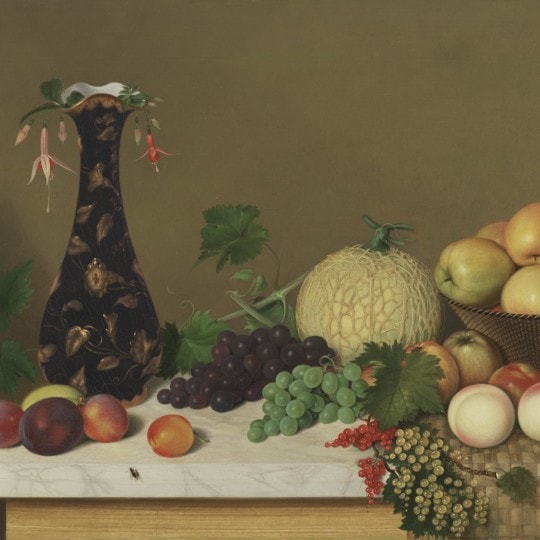 Still Life with Fruit and Vase on a Tabletop