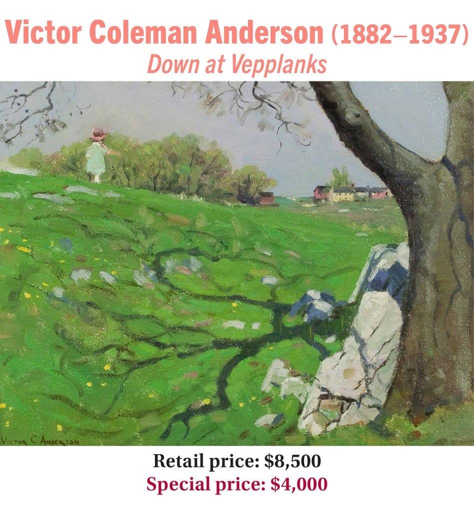 Victor Coleman Anderson (1882–1937), Down at Vepplanks, oil on board, American impressionist landscape painting