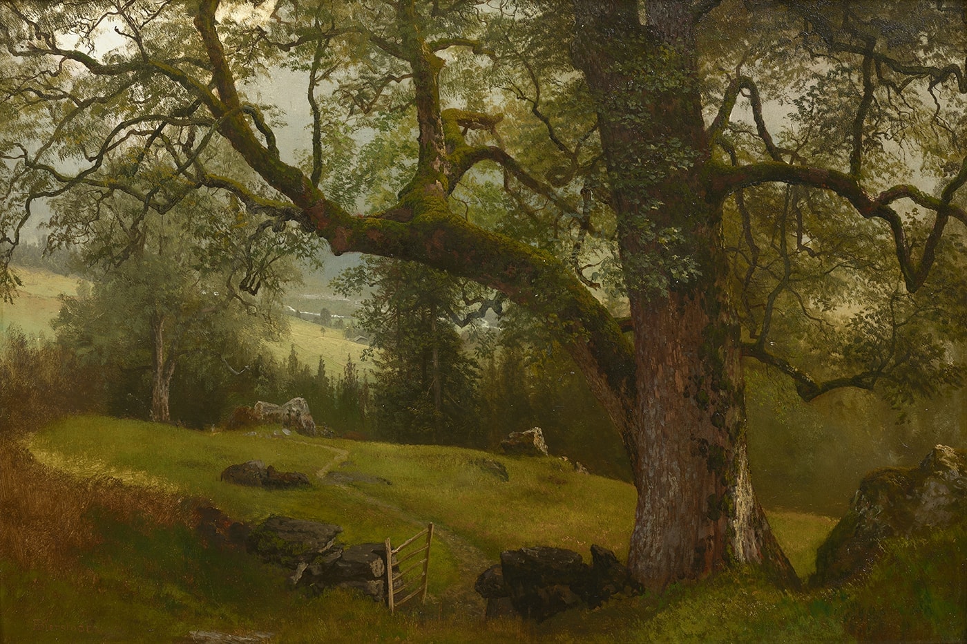 Albert Bierstadt Sierra Nevada in California, World Famous Wall Art Co –  Crossroads Home Decor, image size:1400x932