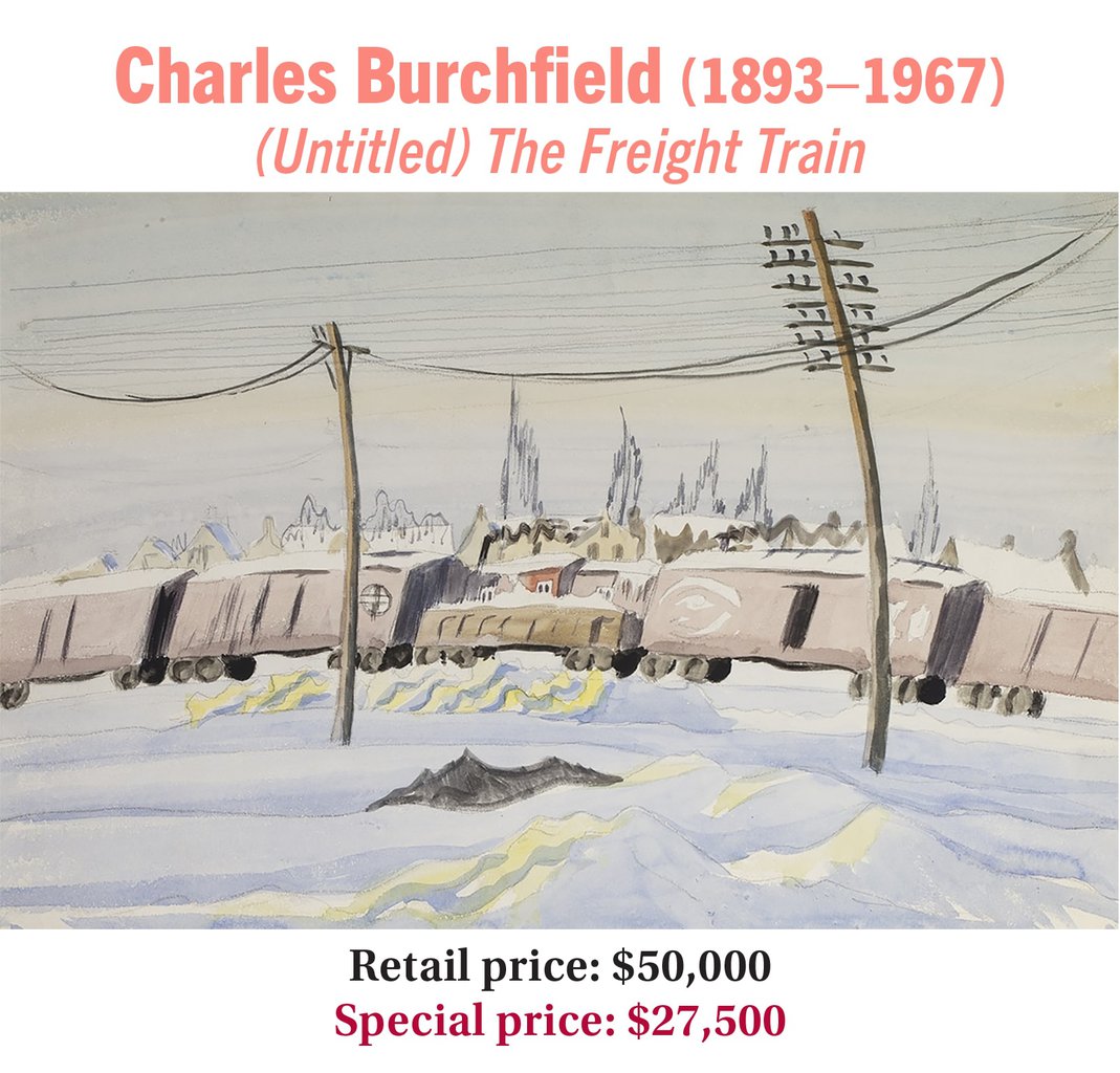 Charles Burchfield (1893–1967), (Untitled) The Freight Train, watercolor and pencil on paper, American modernist painting