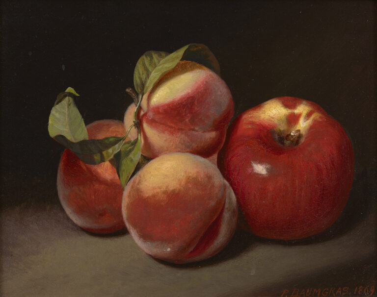 Baumgras-Still Life of Apple and Peaches, 1869