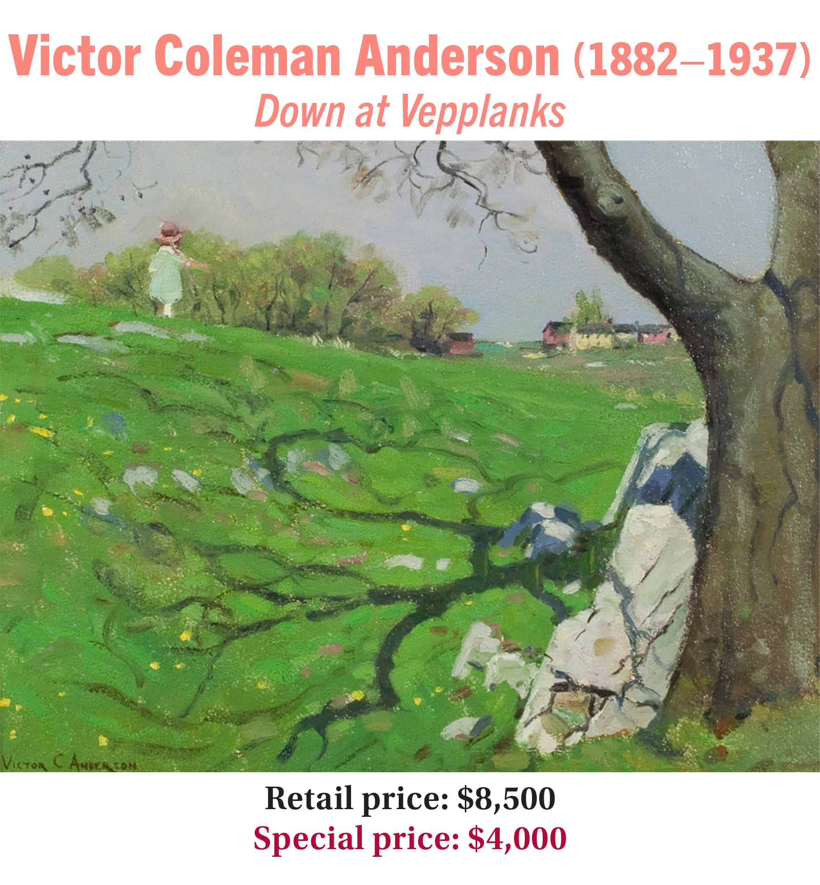 Victor Coleman Anderson 18821937 Down at Vepplanks oil on board American impressionist landscape painting