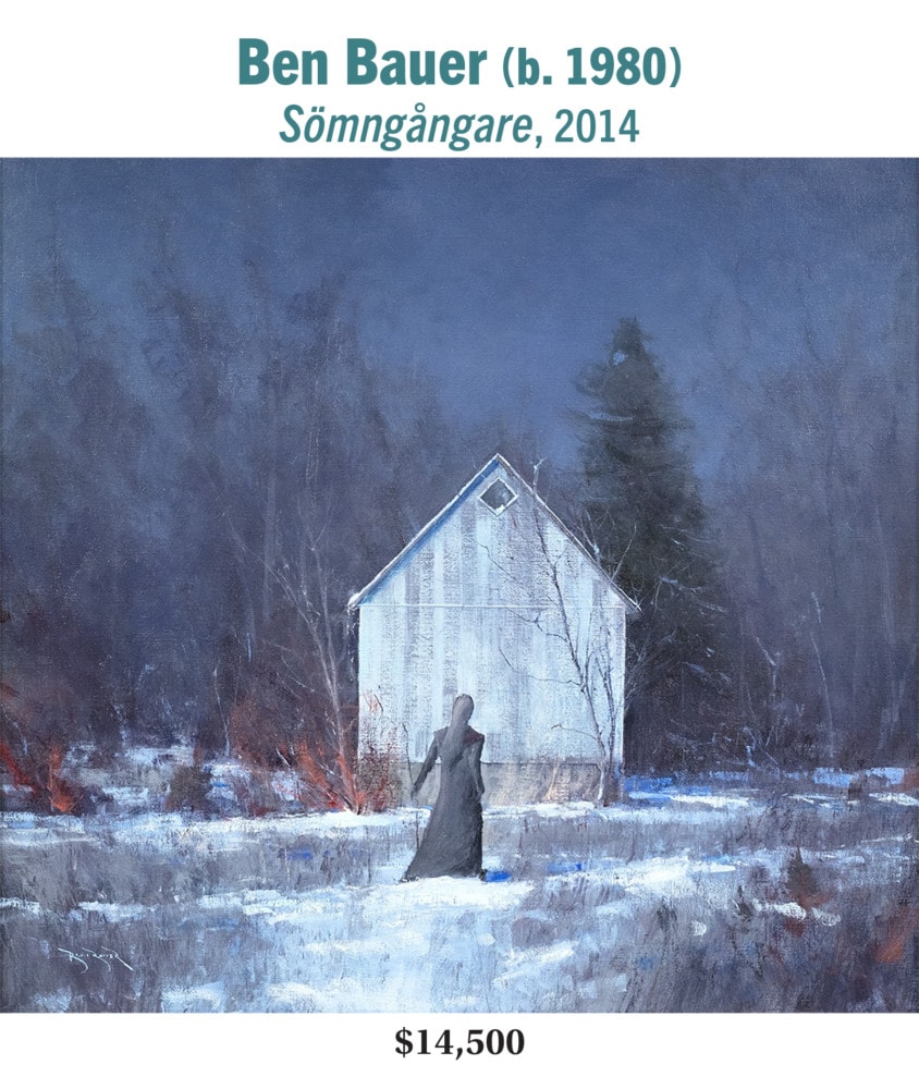 Ben Bauer (b. 1980), Sömngångare, 2014, oil on linen, American contemporary landscape painting
