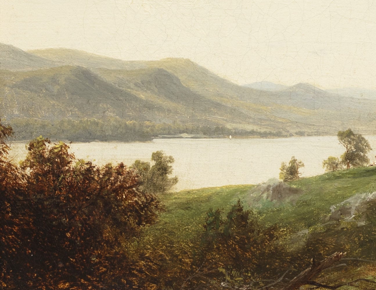 David Johnson, Lake George, Hudson River School landscape painting, detail