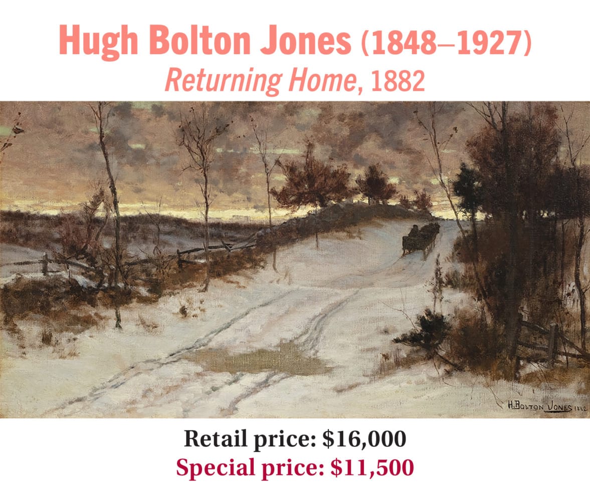 Hugh Bolton Jones (1848–1927), Returning Home, 1882, oil on canvas, American tonalist landscape painting