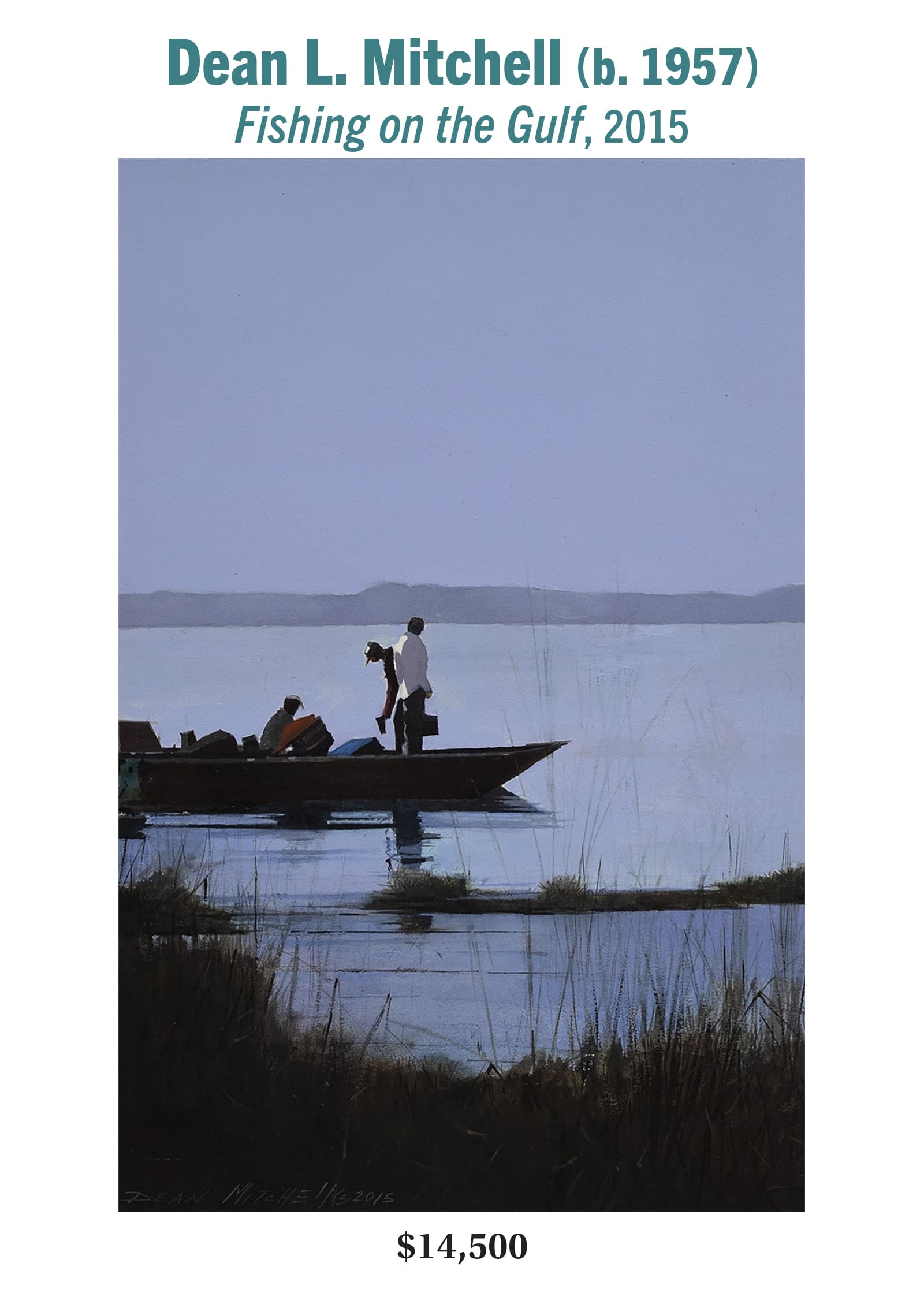 Dean L. Mitchell (b. 1957), Fishing on the Gulf, 2015, acrylic on board, American contemporary landscape painting