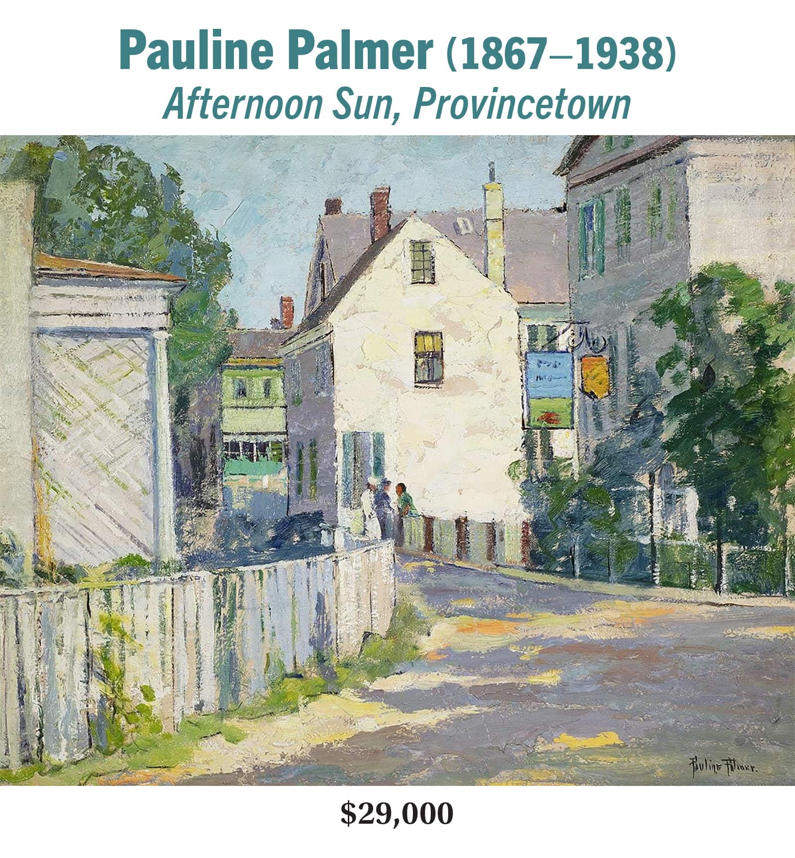 Pauline Palmer 18671938 Afternoon Sun Provincetown oil on board American impressionist cityscape painting