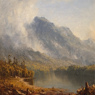 Sanford Robinson Gifford (1823–1880), Study for “Morning in the Adirondacks, 1867", oil on canvas, Hudson River School landscape painting