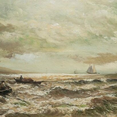 De Haas-Harbor Scene with Boats